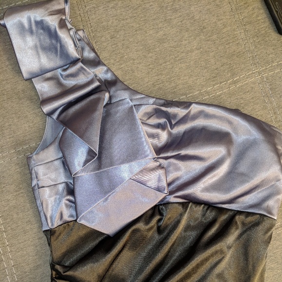 One Shoulder Black/Grey Formal Dress - Picture 2 of 3